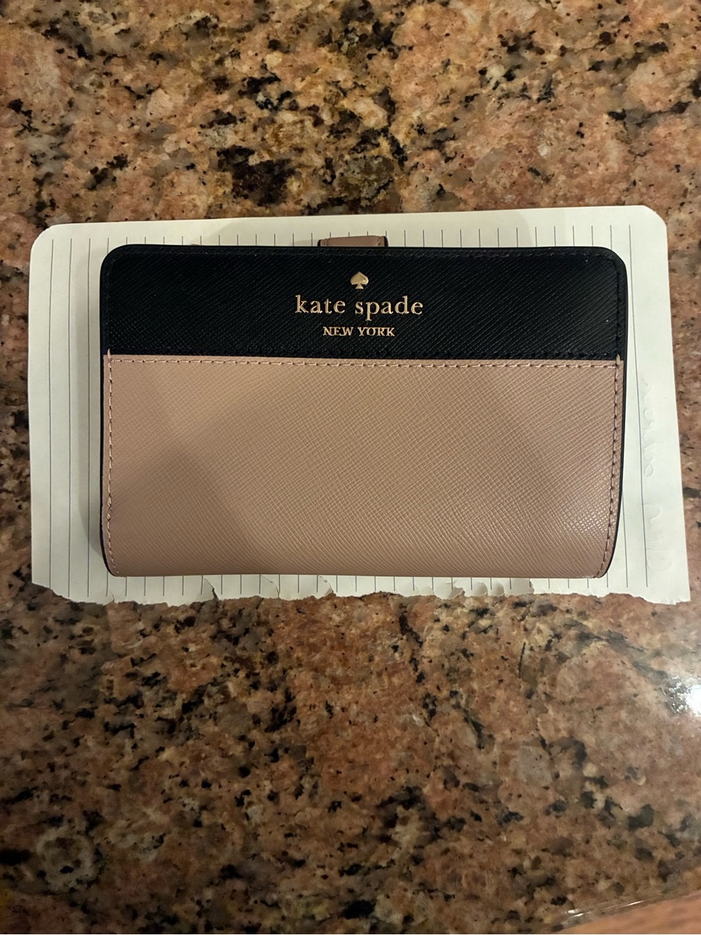 kate spade Two-Tone Saffiano Cardholder - Black & Blush Pink